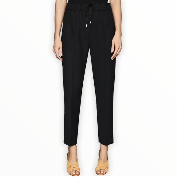 Reiss Black Drawstring Waist Wool Blend Pant Size 2 - Picture 1 of 7
